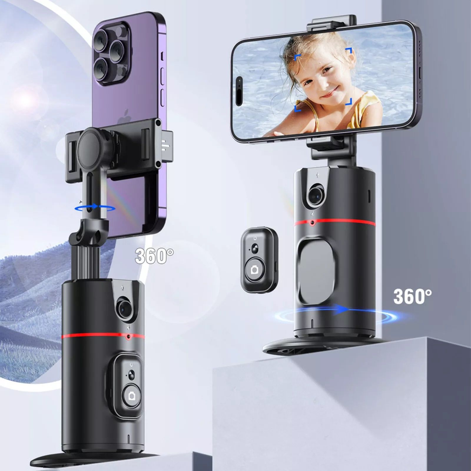 P02 Otomatik Yüz İzleme Tripod 360° Dönüş Uzaktan Kumandalı Telefon Tutucu
