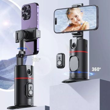 P02 Otomatik Yüz İzleme Tripod 360° Dönüş Uzaktan Kumandalı Telefon Tutucu