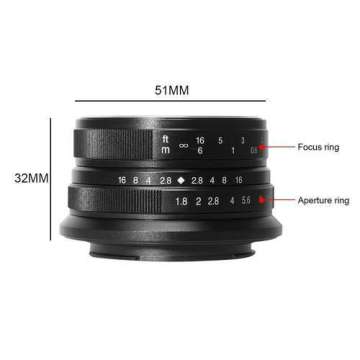 7artisans 25mm F1.8 Manual Focus Prime Fixed Lens Fujifilm FX Mount - Siyah
