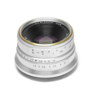 7artisans 25mm F1.8 Manual Focus Prime Fixed Lens M43 (Panasonic,Olympus) - Gümüş