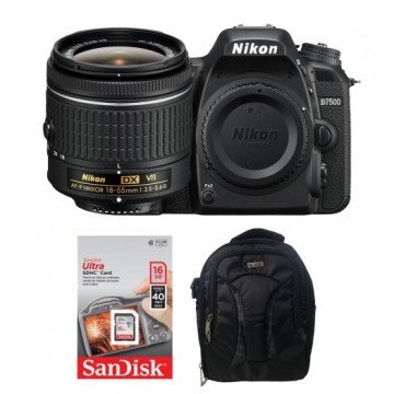 Nikon D7500 + 18-55 Lens + Hafıza Kartı + Sırt Çantası