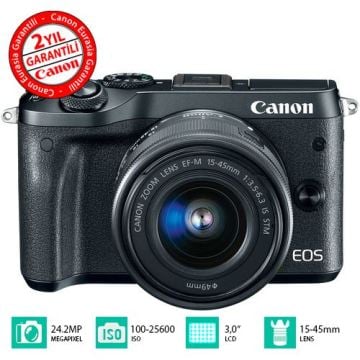Canon EOS M6 15-45mm Aynasız DSLR Fotoğraf Makinesi