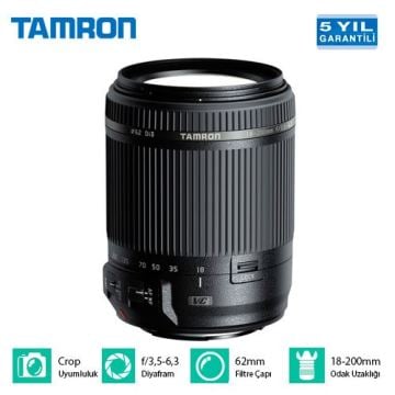 Tamron AF 18-200mm F-3.5-6.3 Di II VC Macro Canon Uyumlu Lens