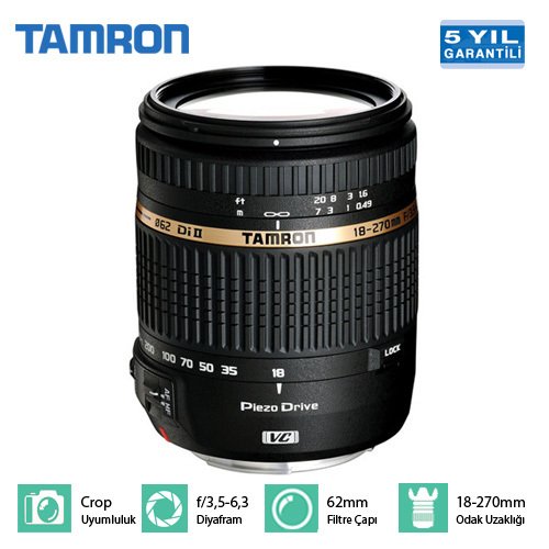 Tamron AF 18-270mm F-3,5-6,3 Di II VC PZD Canon Uyumlu Lens