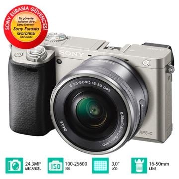 Sony Alpha A6000 16-50mm Gümüş Renk Aynasız DSLR Fotoğraf Makinesi