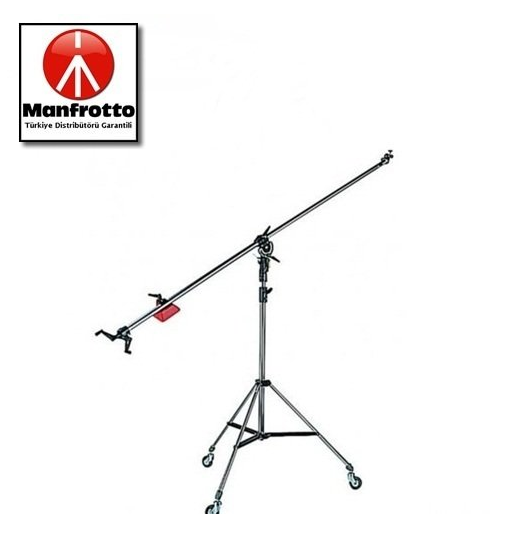 Manfrotto 025B Black Super Boom Sehpa ve Tekerlekli Deve Boynu