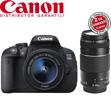 Canon EOS 700D 18-55 + 75-300mm Çift Lensli DSLR Fotoğraf Makinesi