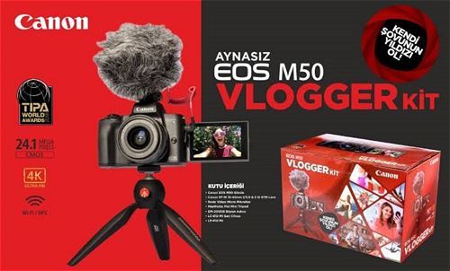 Canon EOS M50 15-45mm Vlogger Kit DSLR Fotoğraf Makinesi