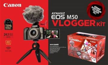 Canon EOS M50 15-45mm Vlogger Kit DSLR Fotoğraf Makinesi