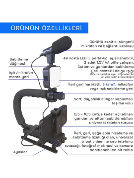 DP Ay-49 Video Making Kit Youtube Tiktok Işık Tripod Vlog Video Kayıt Işık Kumandalı Foto Video Işık