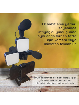 DP Ay-49 Video Making Kit Youtube Tiktok Işık Tripod Vlog Video Kayıt Işık Kumandalı Foto Video Işık