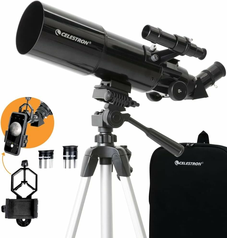 ​Celestron 22030 Travel Scope 80 Taşınabilir Teleskop (Telefon Adaptörü Hediye)