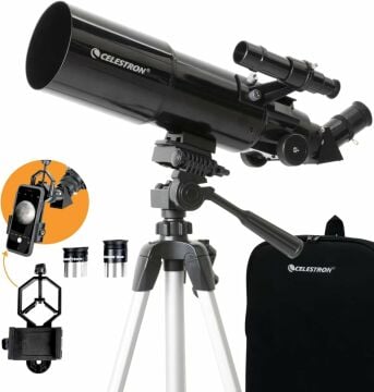 ​Celestron 22030 Travel Scope 80 Taşınabilir Teleskop (Telefon Adaptörü Hediye)